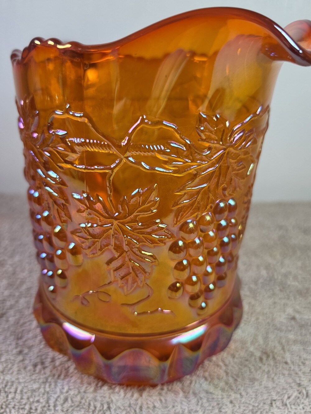 Vintage Imperial Glass Marigold Carnival Glass Pitcher Imperial Grape Pattern - Picture 5 of 11
